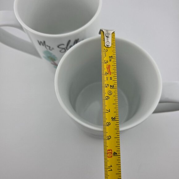 10 Strawberry Street Mr & Mrs Sloffee Couple White Tea Coffee Mug - Set of 2 - Picture 7 of 8